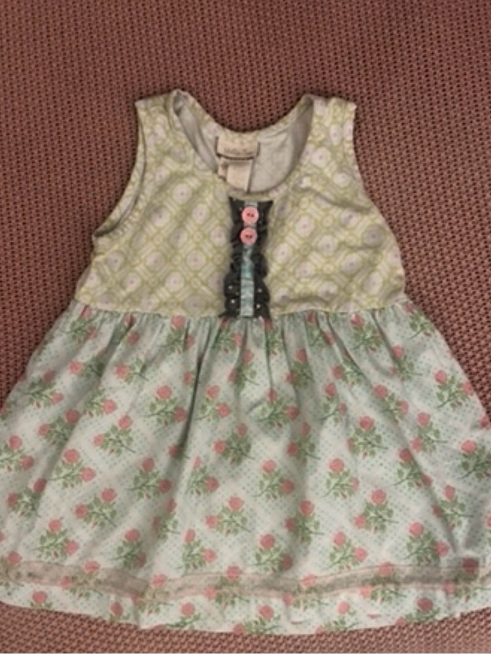 Matilda Jane Girls Size 6 Floral Mixed Print Sleeveless Dress Pink Green Blue